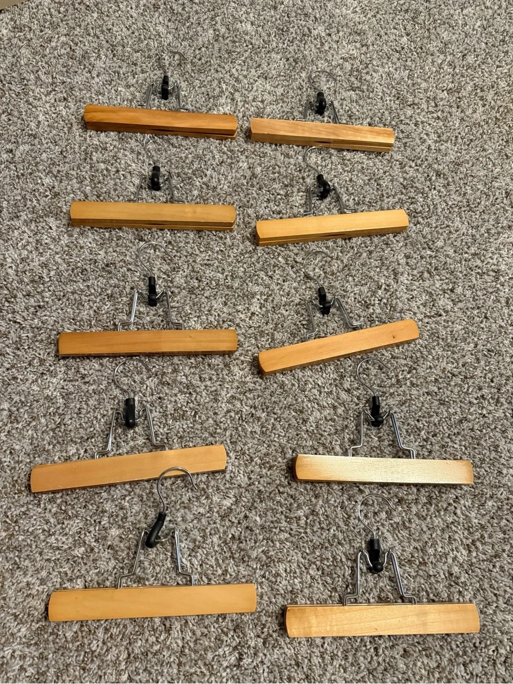 Natural Wood Clip Hangers - Set of 10